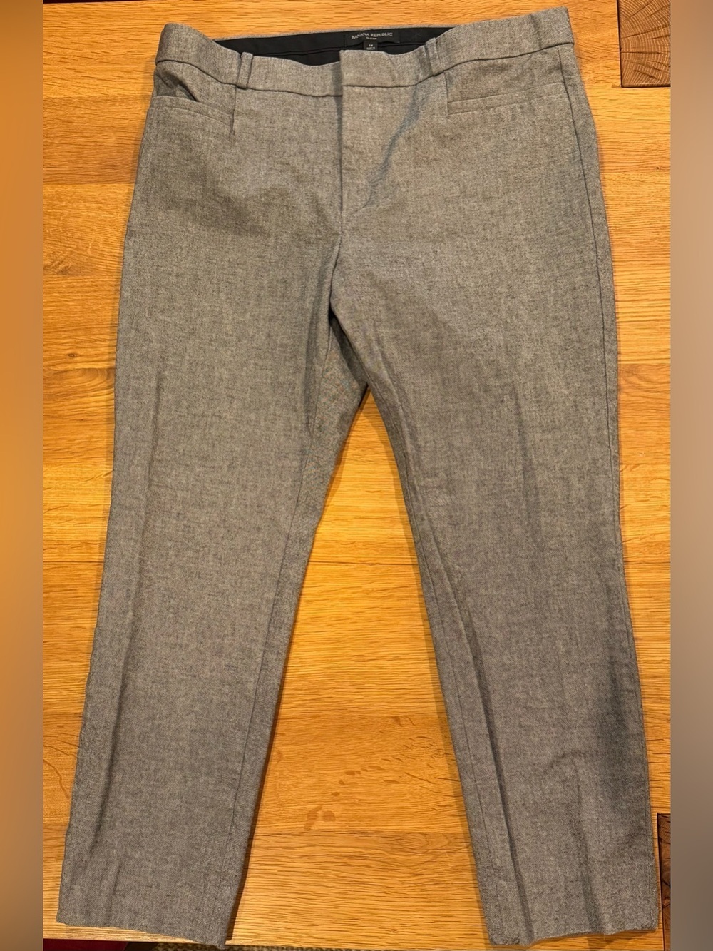 Banana Republic Sloan Slim Ankle Pants Size 14 Gray Heathered Trouser Cuffed